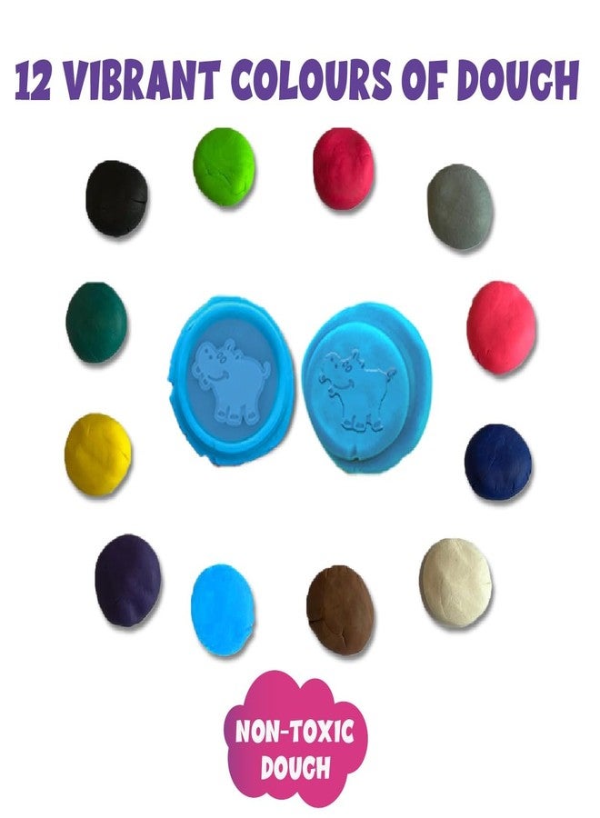 ToyMagic Animal Themed Clay/Soft Water Based FunDough with 2 in 1 Moulding Lid Pack of 12 Tubs 25gm Each|Fun with Dough|Non-Toxic|Kids 3+|Art & Craft Activity|Birthday & Return Gifts|Made in India - Image 5